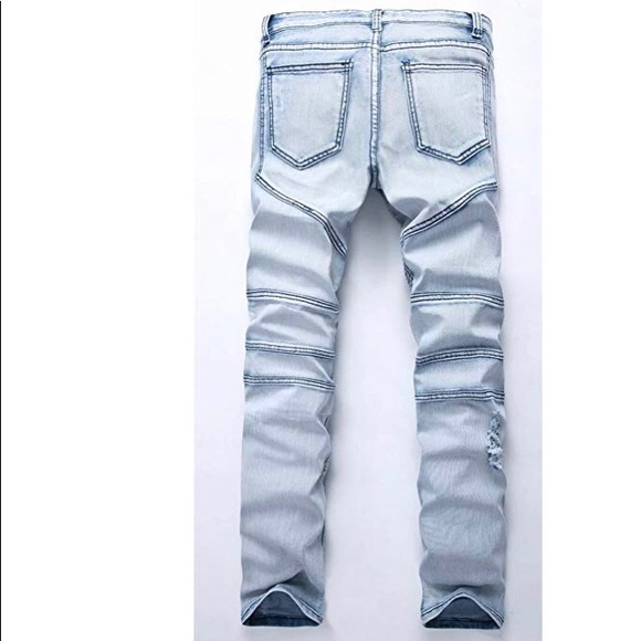 Men’s Johnny Fashion Biker Skinny Slim Jeans - Picture 2 of 3